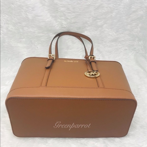 Michael kors jet set travel tote brown leather bag - Picture 6 of 8